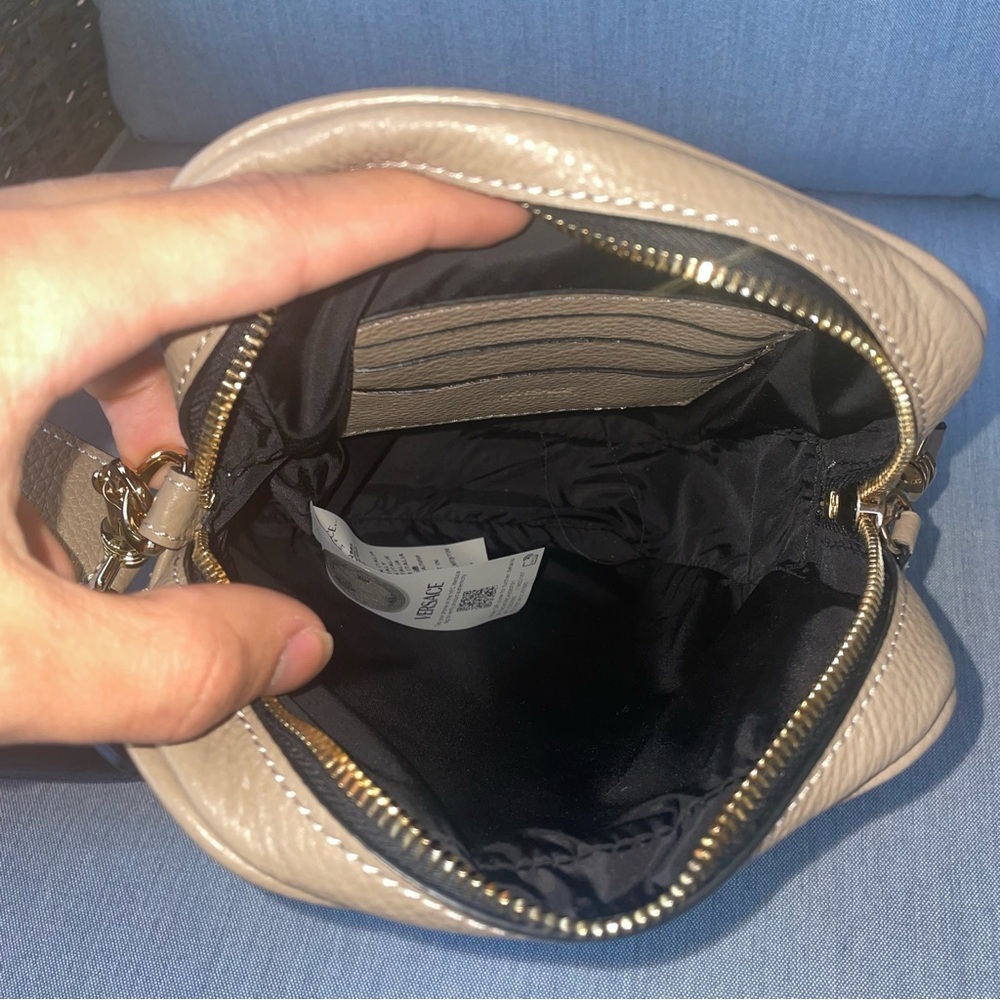 VERSACE BAG crossbody Tan Leather La Medusa satchel bag saddle messenger purse - Picture 6 of 17